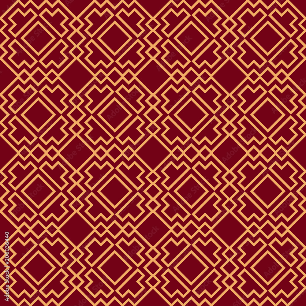Seamless vector ornament. Modern stylish geometric linear pattern with golden color Seamless vector ornament. Modern stylish geometric linear pattern with golden color