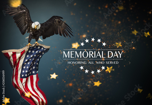 Fotografia American flag with the text Memorial day.