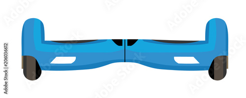 Hover Board, Dual Wheel Self Balancing Electric Skateboard Smart Scooter on White Background. Vector flat cartoon design illustration