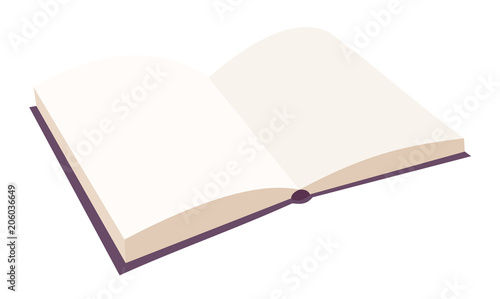 Open book on white background. Vector flat cartoon design illustration