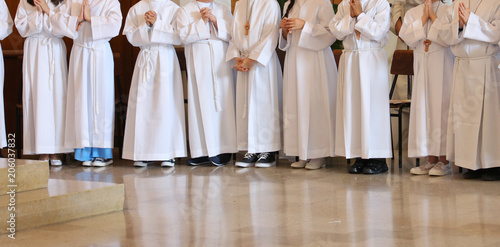 many young people at first communion