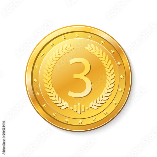 Winner's badge, third place.Medal.