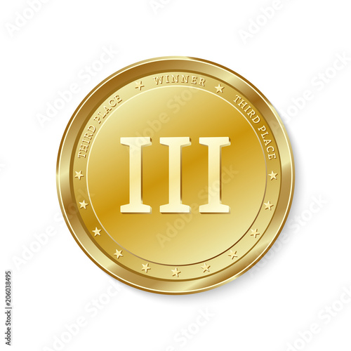 Winner's badge, third place.Medal.