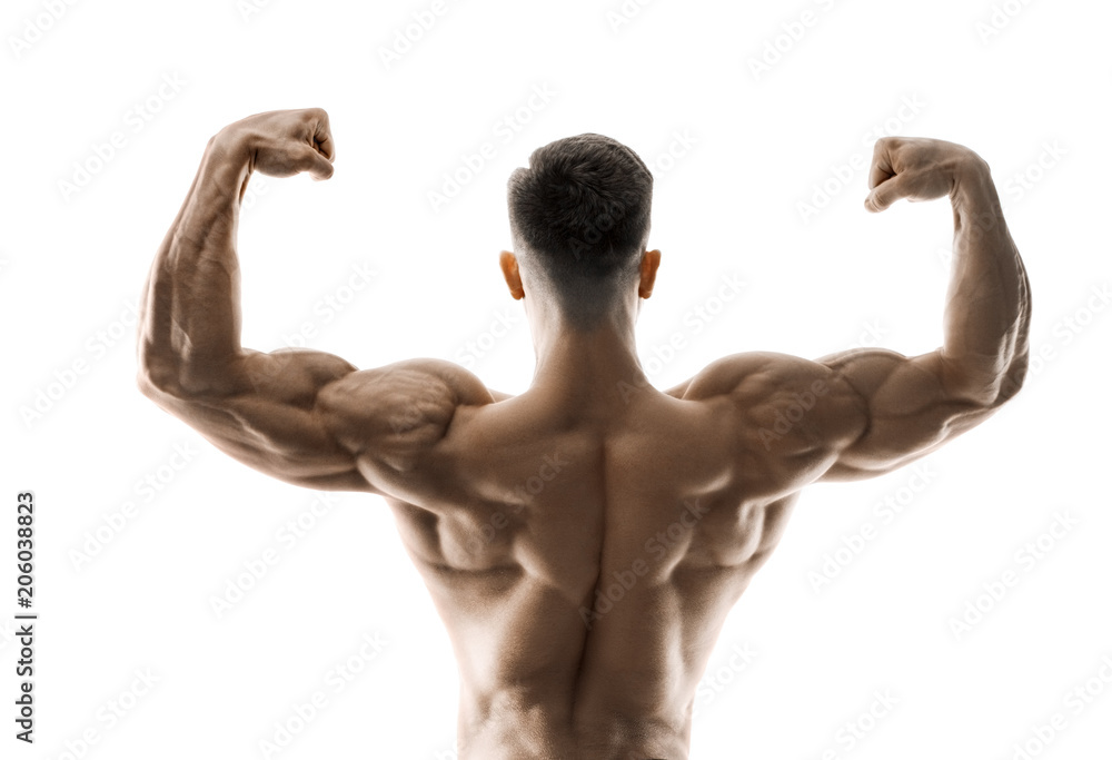 muscular super-high level handsome man posing on white background muscular super-high level handsome man posing on white background
