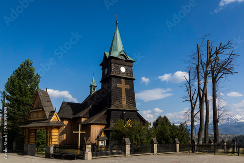Fototapeta Naklejka Na Ścianę i Meble -  Wooden church in Zab near Zakopane, Malopolska, Poland