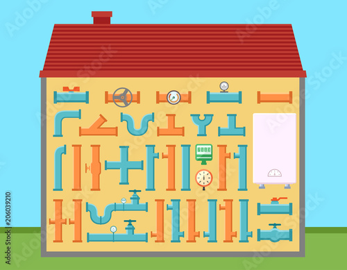 house with pipe set for pipeline engineering home