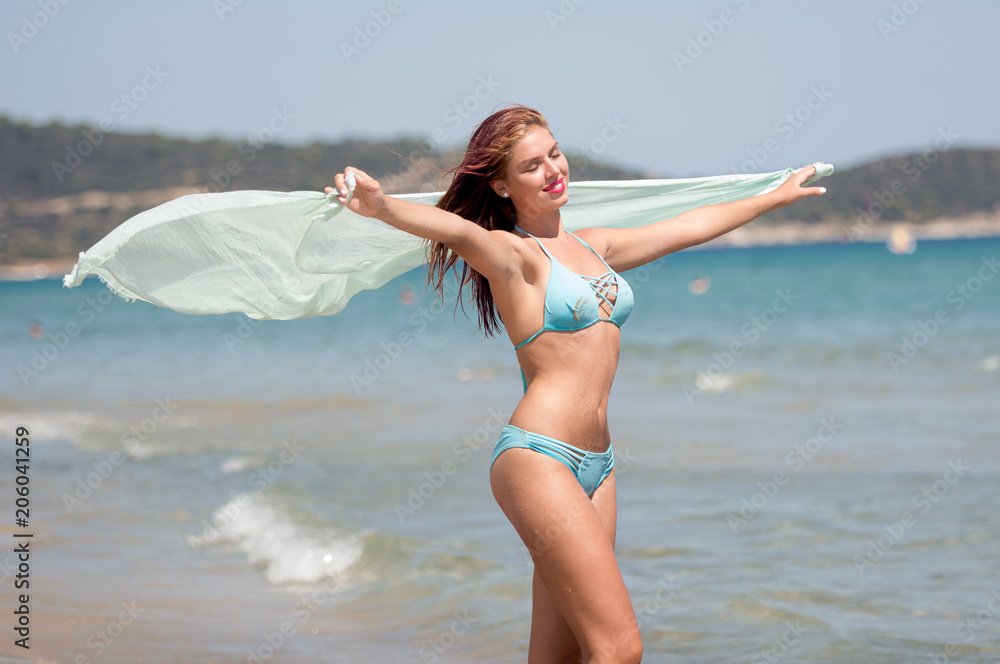 Naklejka premium Woman on the beach