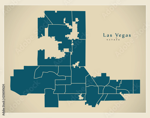 Modern City Map - Las Vegas Nevada city of the USA with neighborhoods