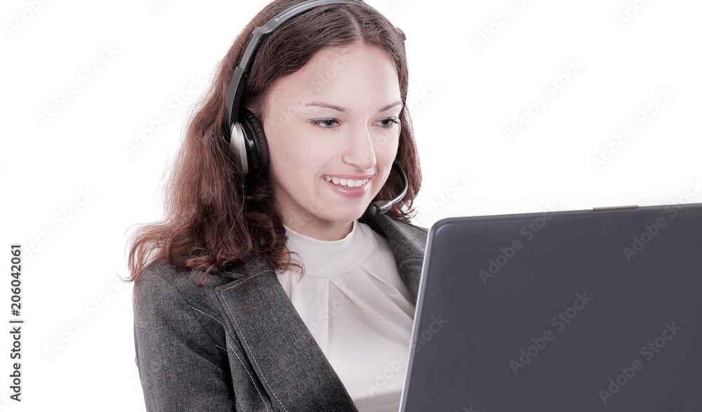 closeup.employee call center communicating with the client closeup.employee call center communicating with the client