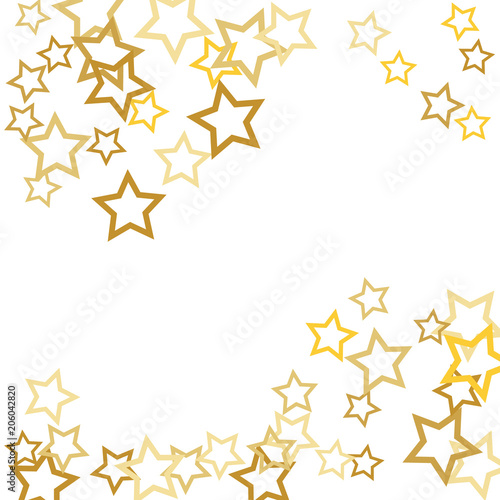 Magic gold stars confetti. Christmas and New Year falling stars background. Sparkling glitter celebration confetti decoration. Rich VIP premium design