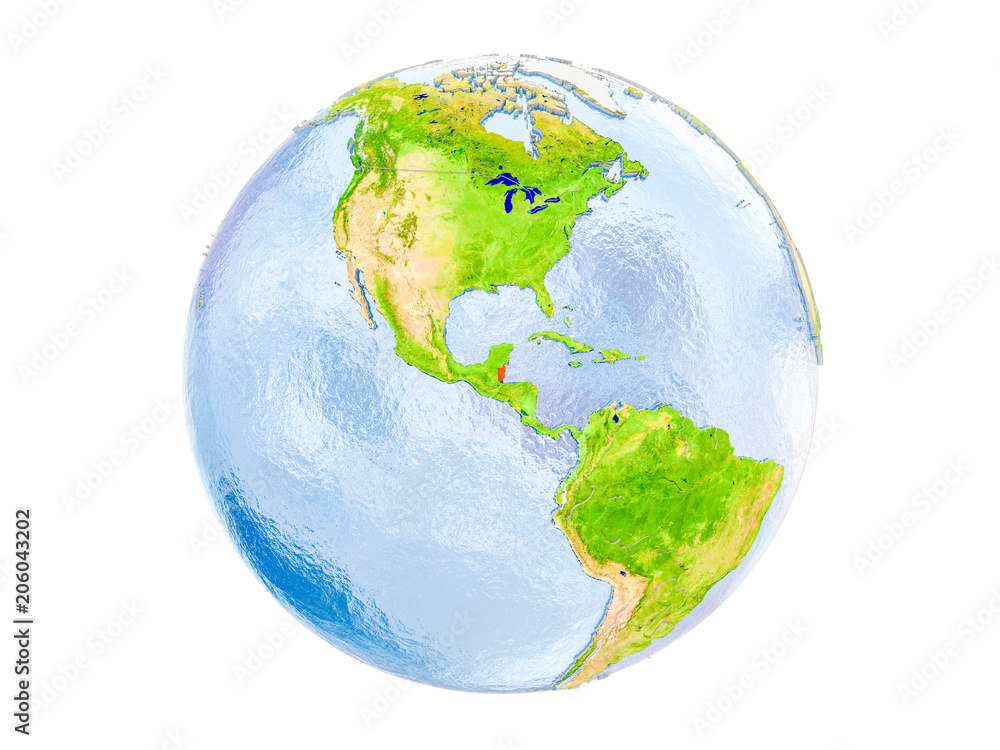 Naklejka premium Belize on globe isolated