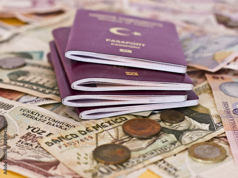 Foreign passports and money from different countries Foreign passports and money from different countries