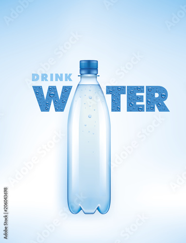 Water bottle with water drops