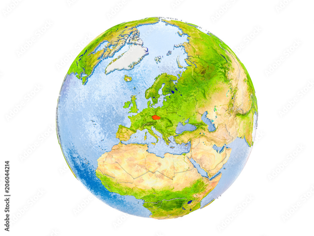 Czech republic on globe isolated Czech republic on globe isolated
