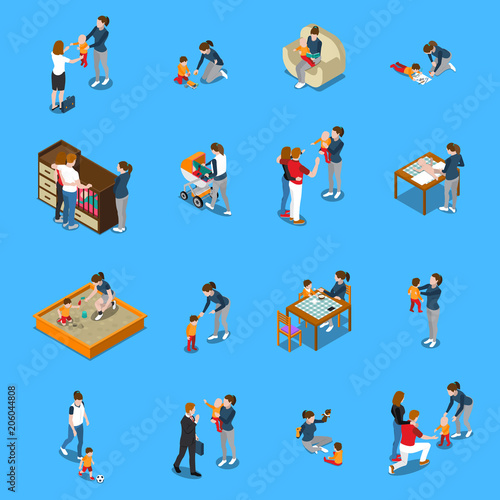 Baby Sitter Isometric People