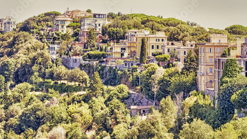 Glimpse of the hilly landscape of Italy village of Castel Gandolfo - Rome photo
