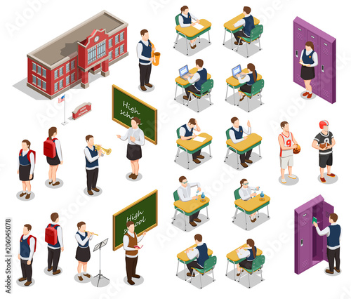 Isometric School People Set