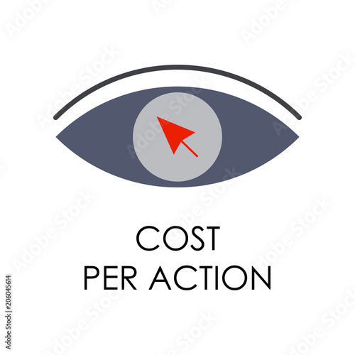 colored cost per action illustration. Element of marketing and business flat for mobile concept and web apps. Isolated cost per action flat can be used for web and mobile