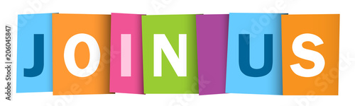 JOIN US colourful letters icon