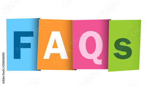 "FAQs" vector multicoloured letters icon 