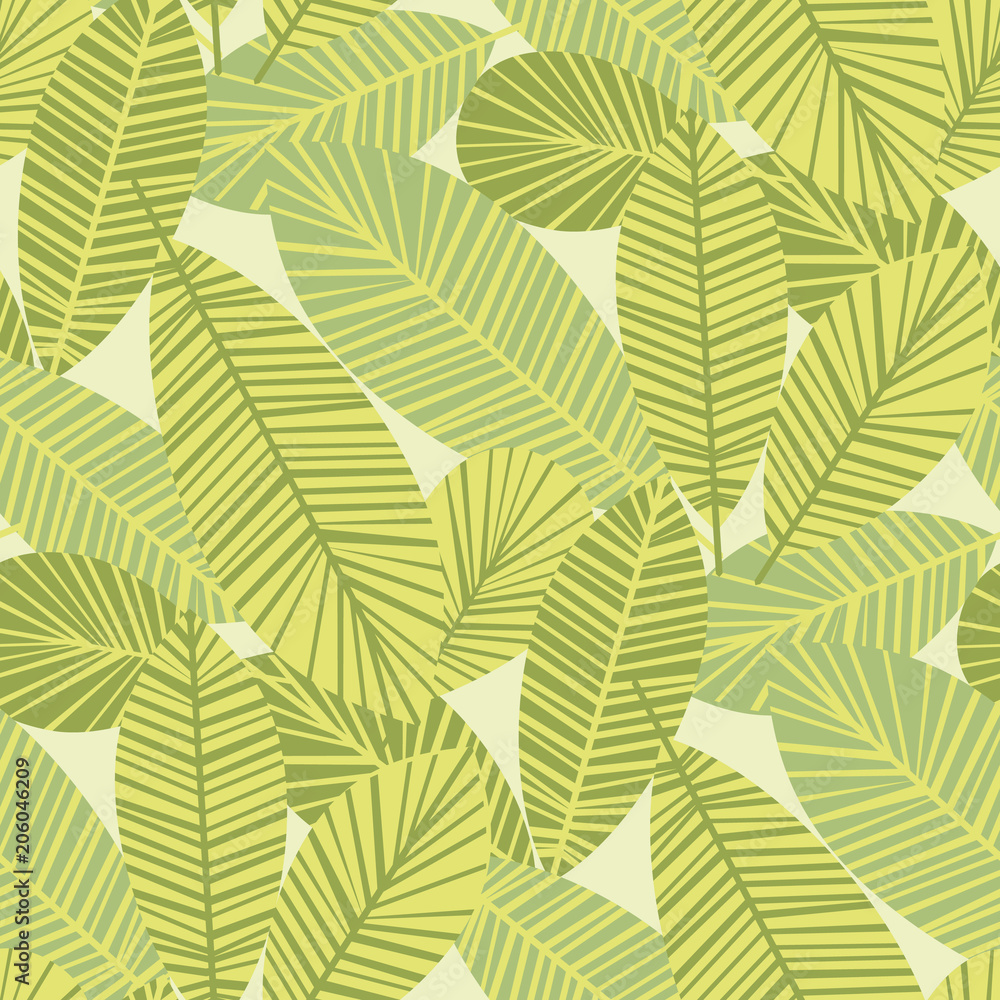 Tropical palm leaves seamless pattern