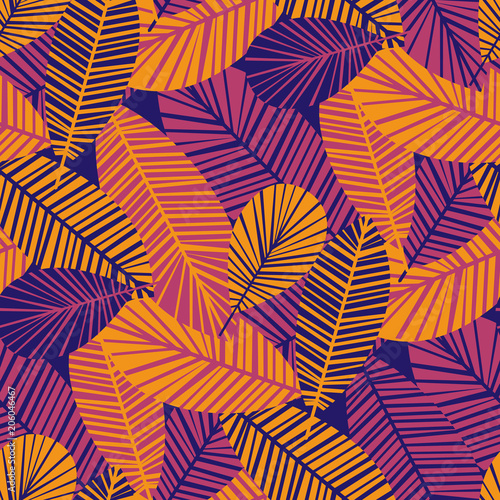 Vibrant cool leaves seamless pattern