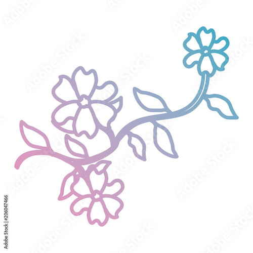 flower and leafs decorative icon vector illustration design