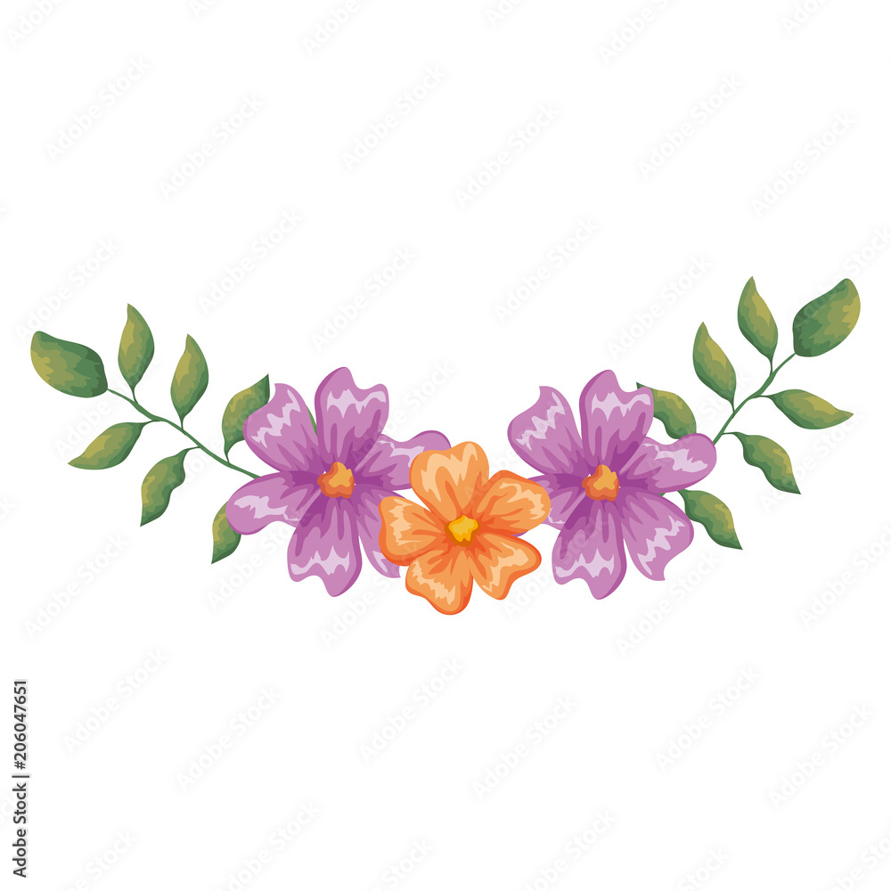 flower and leafs decorative icon vector illustration design flower and leafs decorative icon vector illustration design