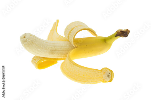 banana single opened isolated on white background shadowless