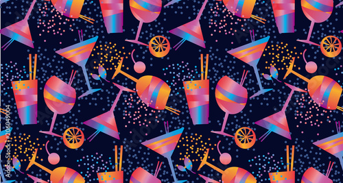 Tropical cocktail seamless pattern