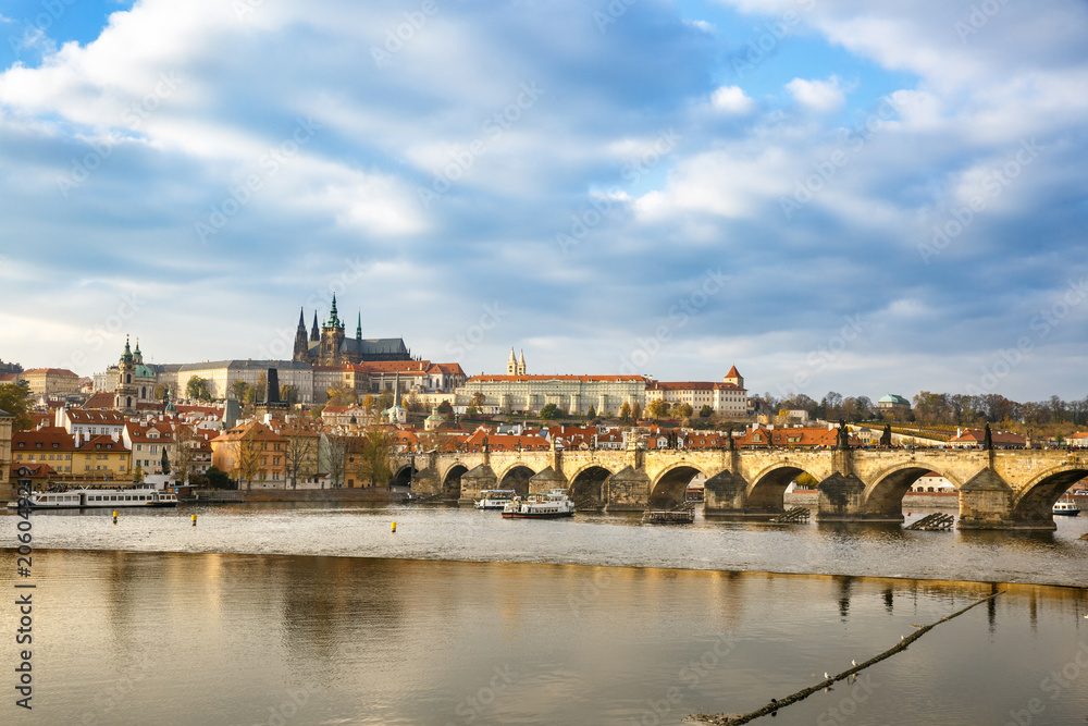 Prague with Charles Bridge and the Hradcany castle