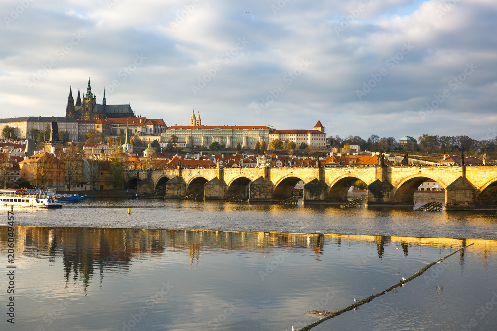 Prague with Charles Bridge and the Hradcany castle