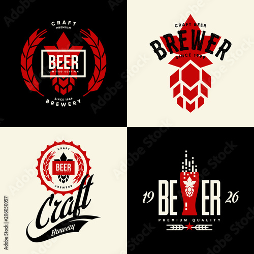 Modern craft beer drink vector isolated logo sign for bar, pub, brewery or brewhouse