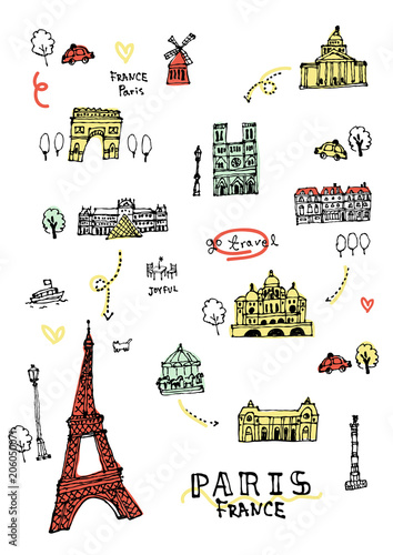 paris eiffel tower map vector