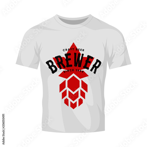 Modern craft beer drink vector logo sign for bar, pub or tavern, isolated on white t-shirt mock up.
