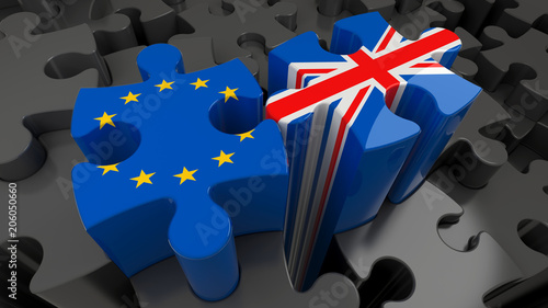 United Kingdom versus Europe puzzle concept. photo