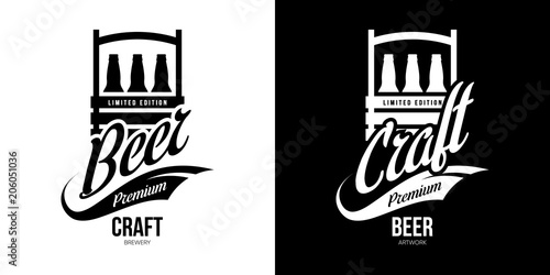 Modern craft beer drink isolated vector logo sign for brewery, pub, brewhouse or bar.