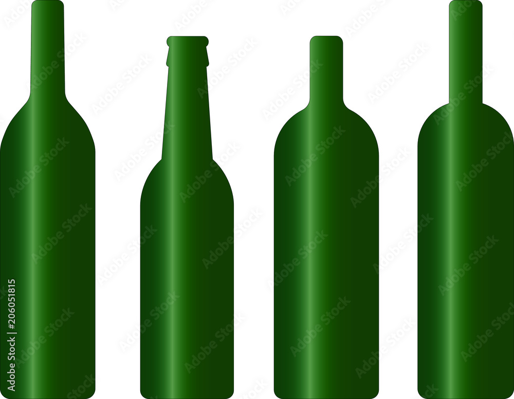 Set of green wine and beer bottle, vector, background, wallpaper Set of green wine and beer bottle, vector, background, wallpaper