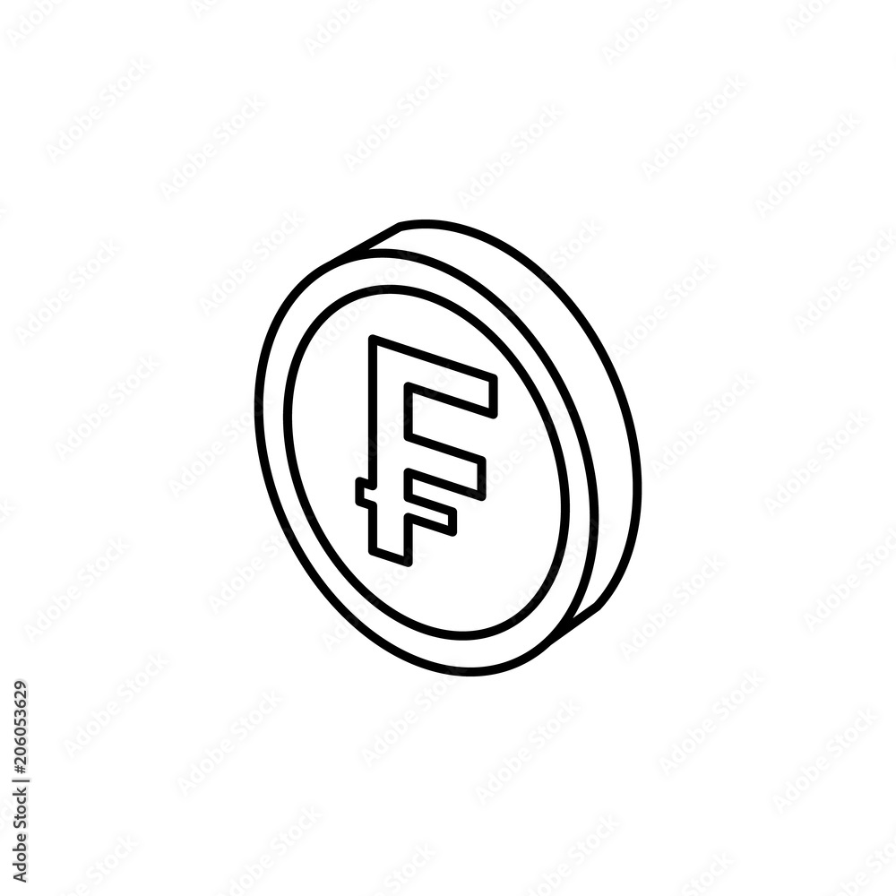 coin franc icon. Element of mobile banking for smart concept and web apps. Thin line coin franc icon can be used for web and mobile coin franc icon. Element of mobile banking for smart concept and web apps. Thin line coin franc icon can be used for web and mobile