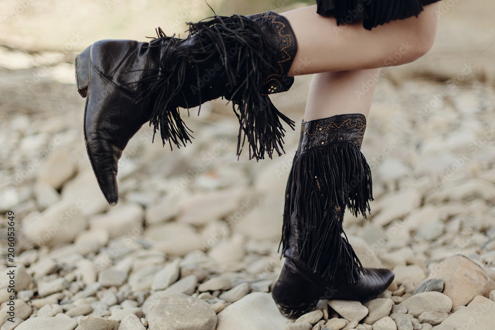 Boho fringe boots store
