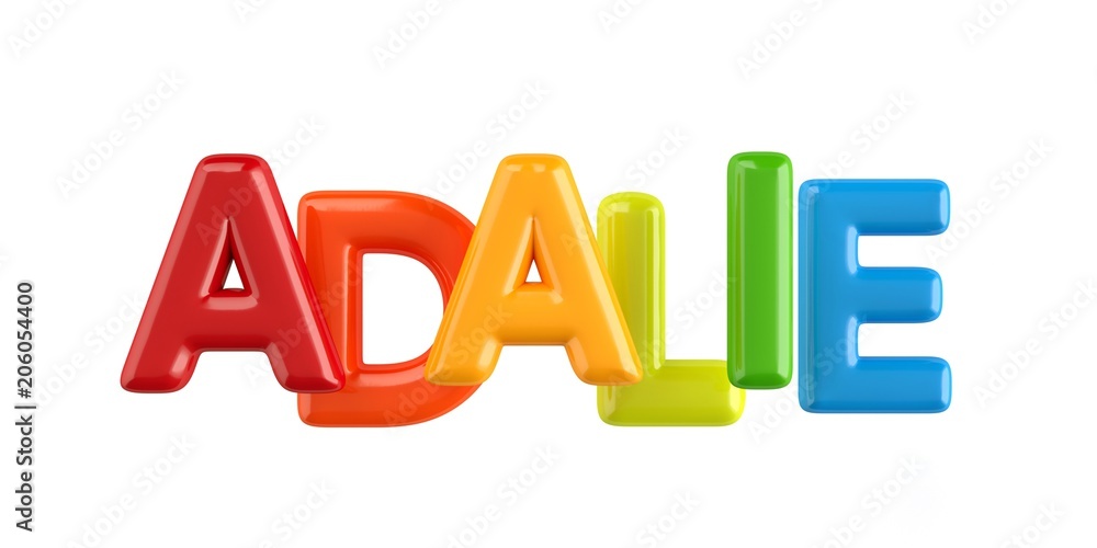 isolated colorfull 3d Kid Name balloon font Adalie isolated colorfull 3d Kid Name balloon font Adalie
