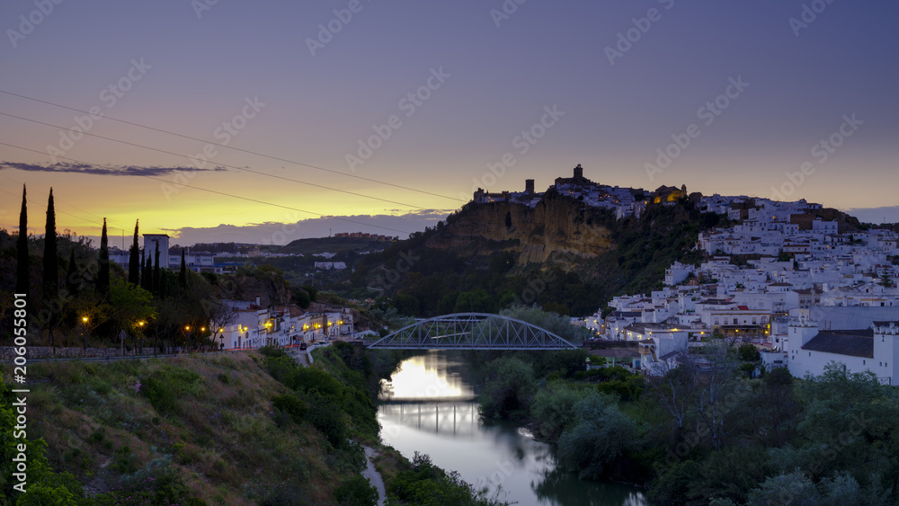 View of Arcos de la Frontera at sunset, Andalucia, Spain