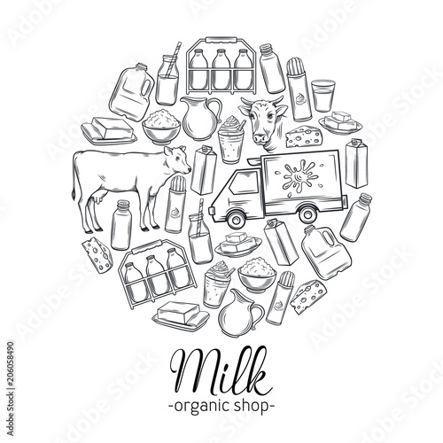 Milk product round banner
