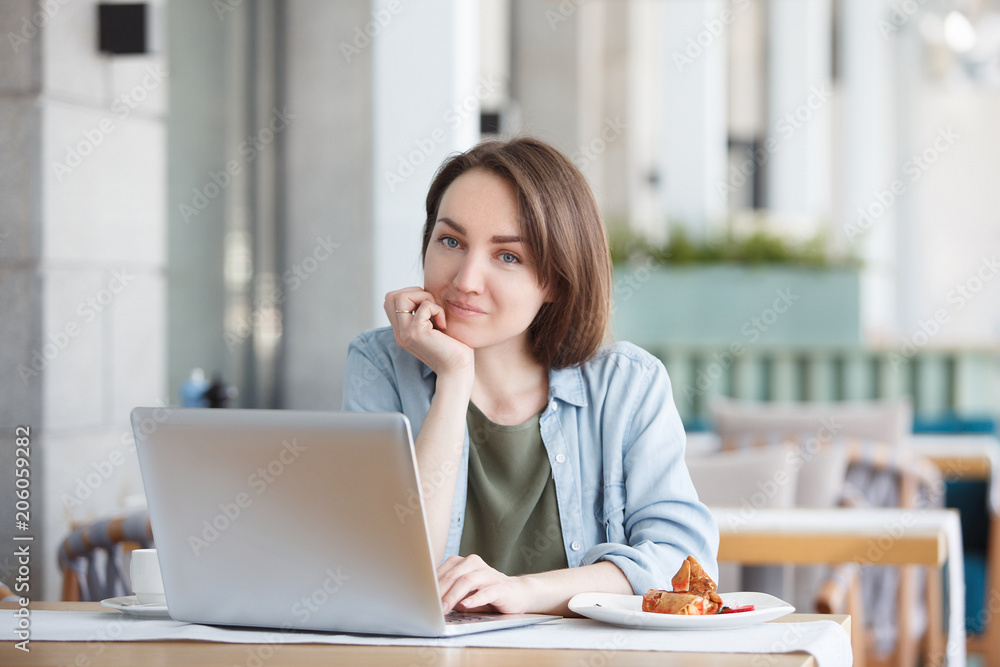 Beautiful young woman working in morning time Beautiful young woman working in morning time