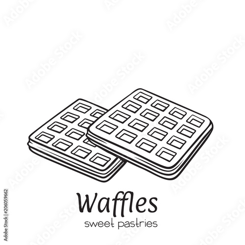 Vector hand drawn belgian waffles