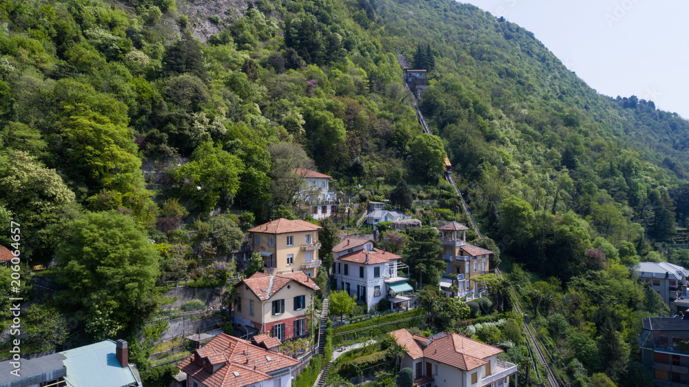 aerial view of chalet in the hills of Lake Como