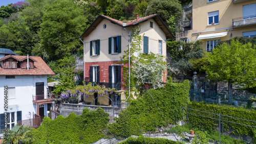 aerial view of chalet in the hills of Lake Como