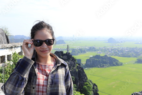 The woman traveling in Hang Mua,Tam coc,Ninh Binh,Vietnam