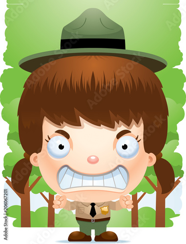 Angry Cartoon Girl Park Ranger