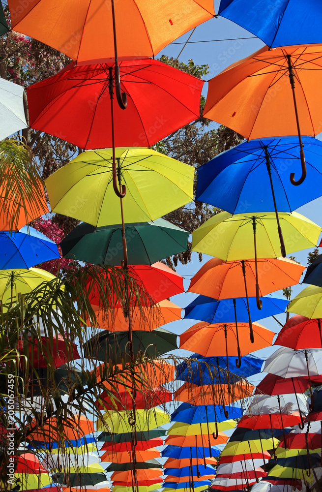 Umbrellas in old city, Nicosia, Cyprus